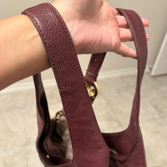 Michael Kors Fulton Wine Pebble Leather Shoulder Bag - Picture 5 of 7